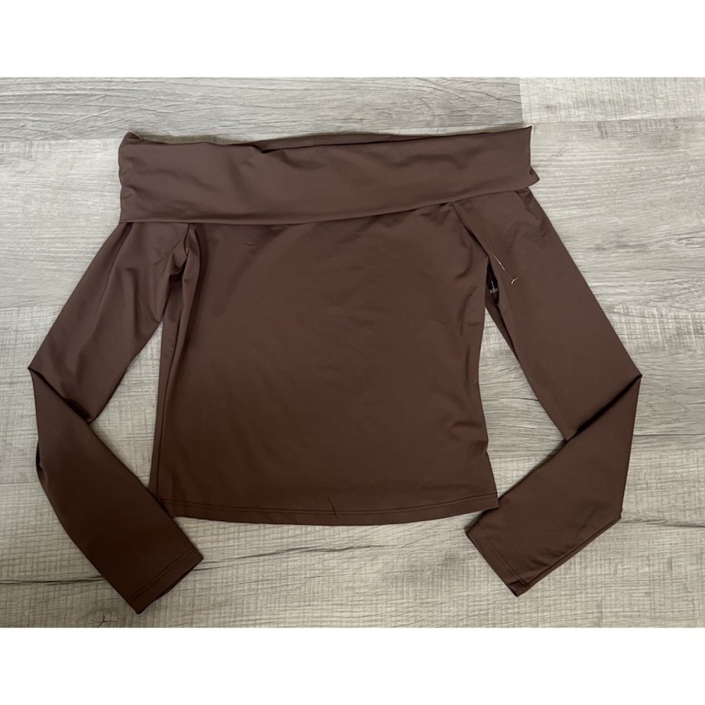 NEW Gypsy & Jade Women's Off The Shoulder Brown Long Sleeve Top Size M